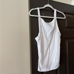 Free People White Ribbed Tank Top